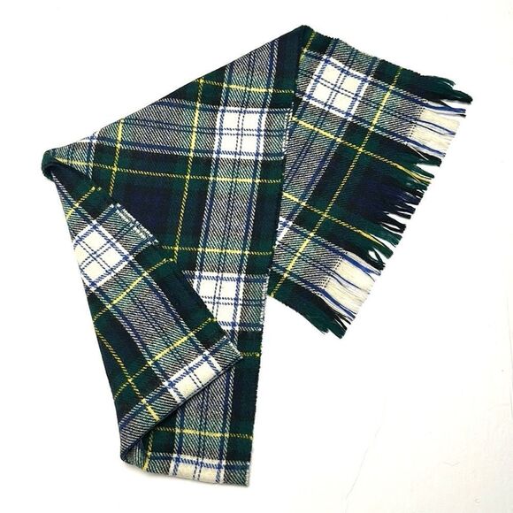 Men’s Scotland Tartan Plaid Wool Scarf Gordon Dress Pattern Green Plaid White - Picture 5 of 6